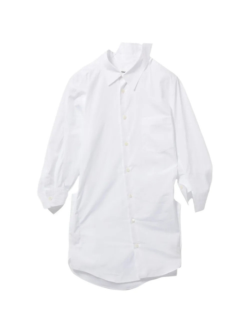 WOMEN'S ASYMMETRIC WRINKLED BLOUSE - WHITE 1