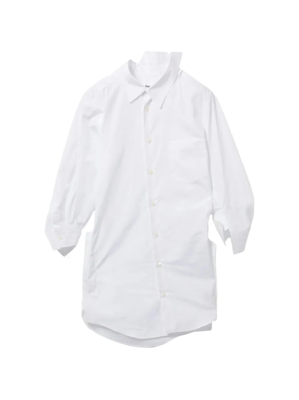 WOMEN'S ASYMMETRIC WRINKLED BLOUSE - WHITE - 1