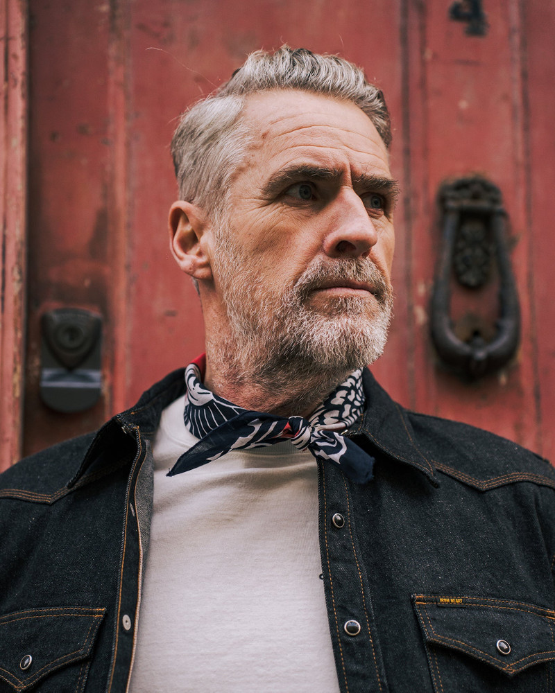 Iron Heart FELIX GREEN ORGANIC COTTON "HERA AND JUNO II" BANDANA - NAVY outlook