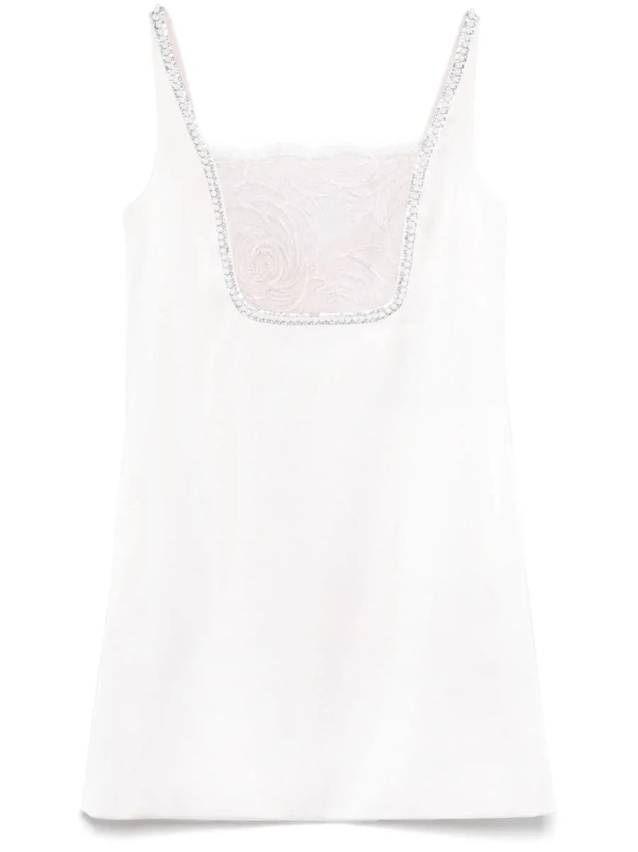 Self-Portrait Pink Satin Bow Mini Dress Clothing - 1