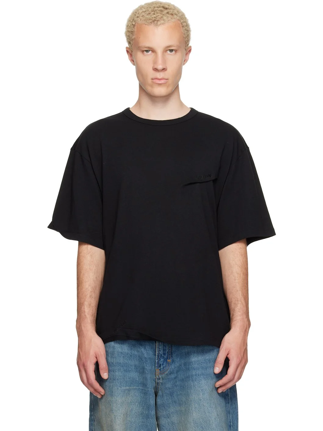 Black Logo Pin-Tucked T-shirt - 1