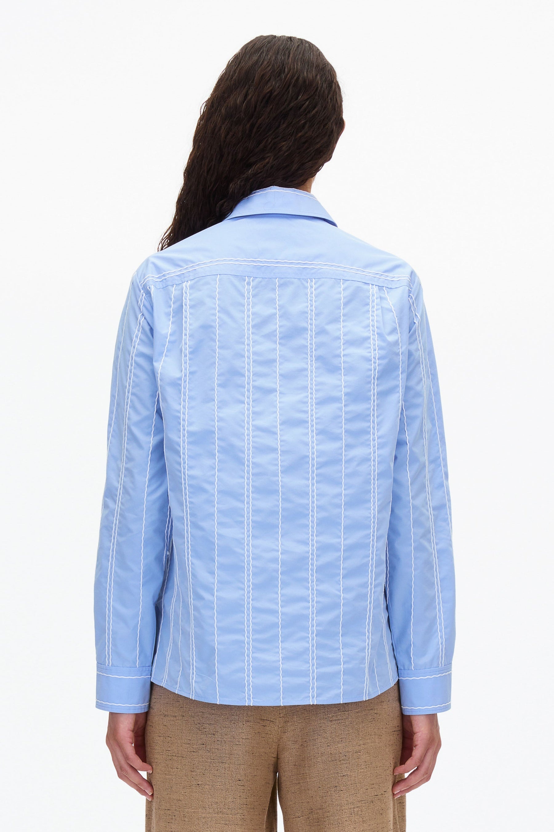 Relax Fit Poplin Shirt with Wave Embroidery - 4