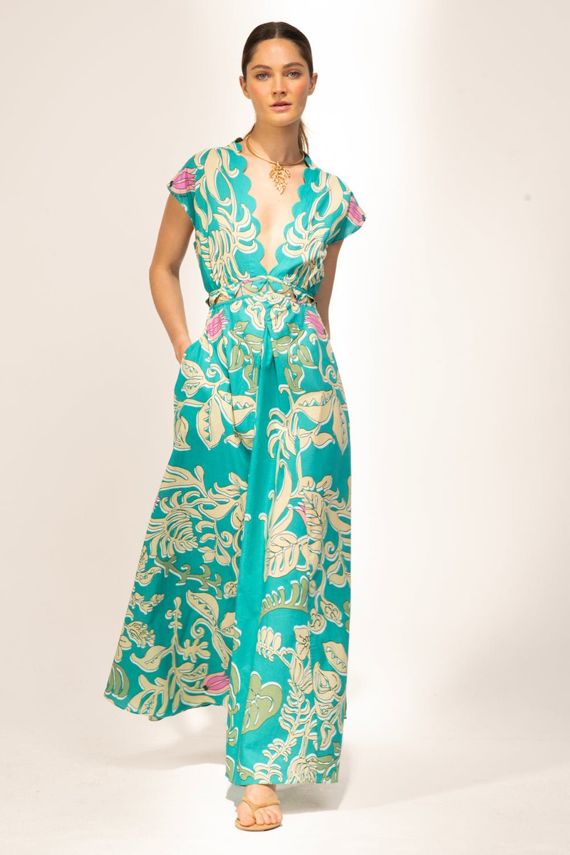 Poupette St Barth Long Dress Noreen - Turquoise Ritual outlook