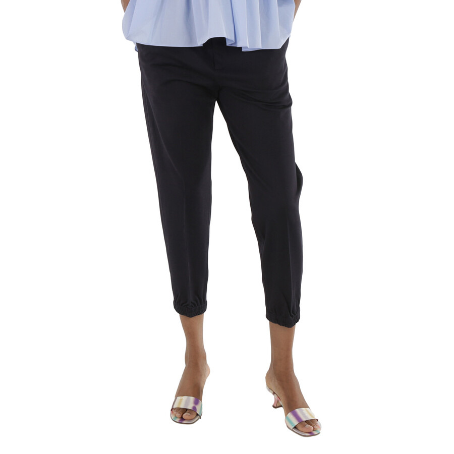 Emporio Armani Navy Jersey Twill Elasticated Waist Trousers - 3
