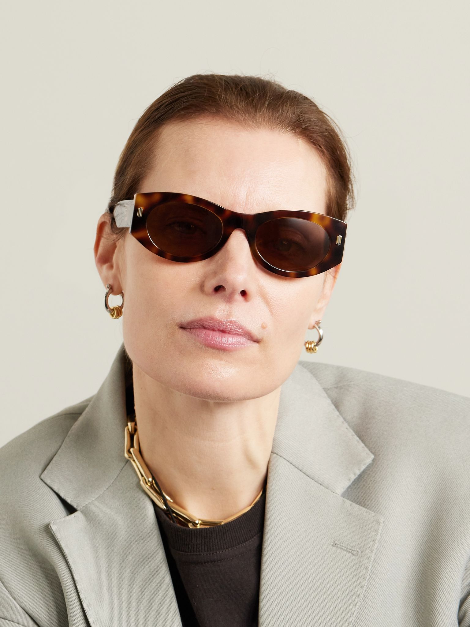 Roma oval-frame tortoiseshell acetate sunglasses Tortoiseshell - 2