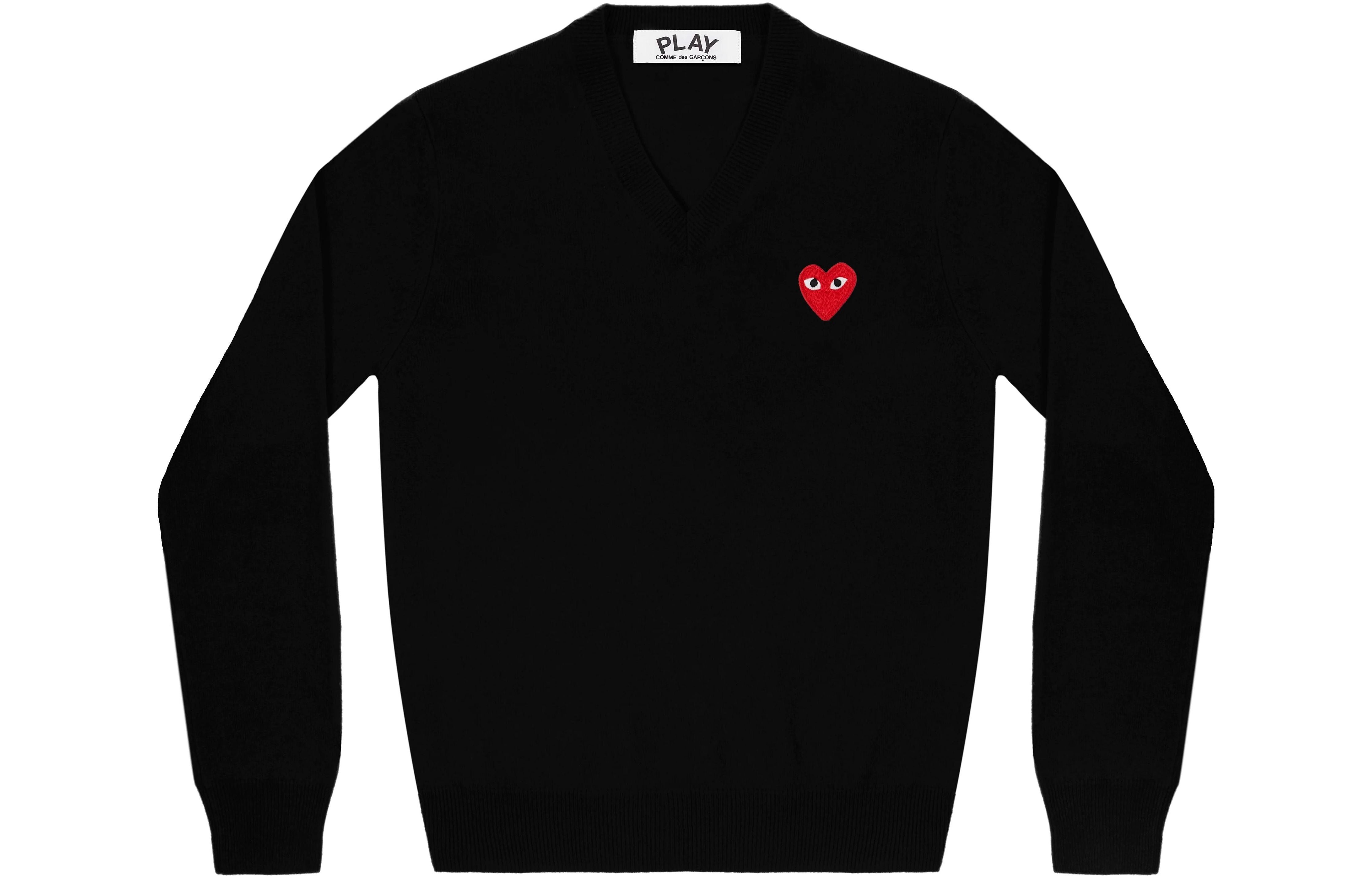 COMME des GARCONS PLAY V-Neck Pullover Red Emblem 'Black' AZ-N002-051-1 - 2