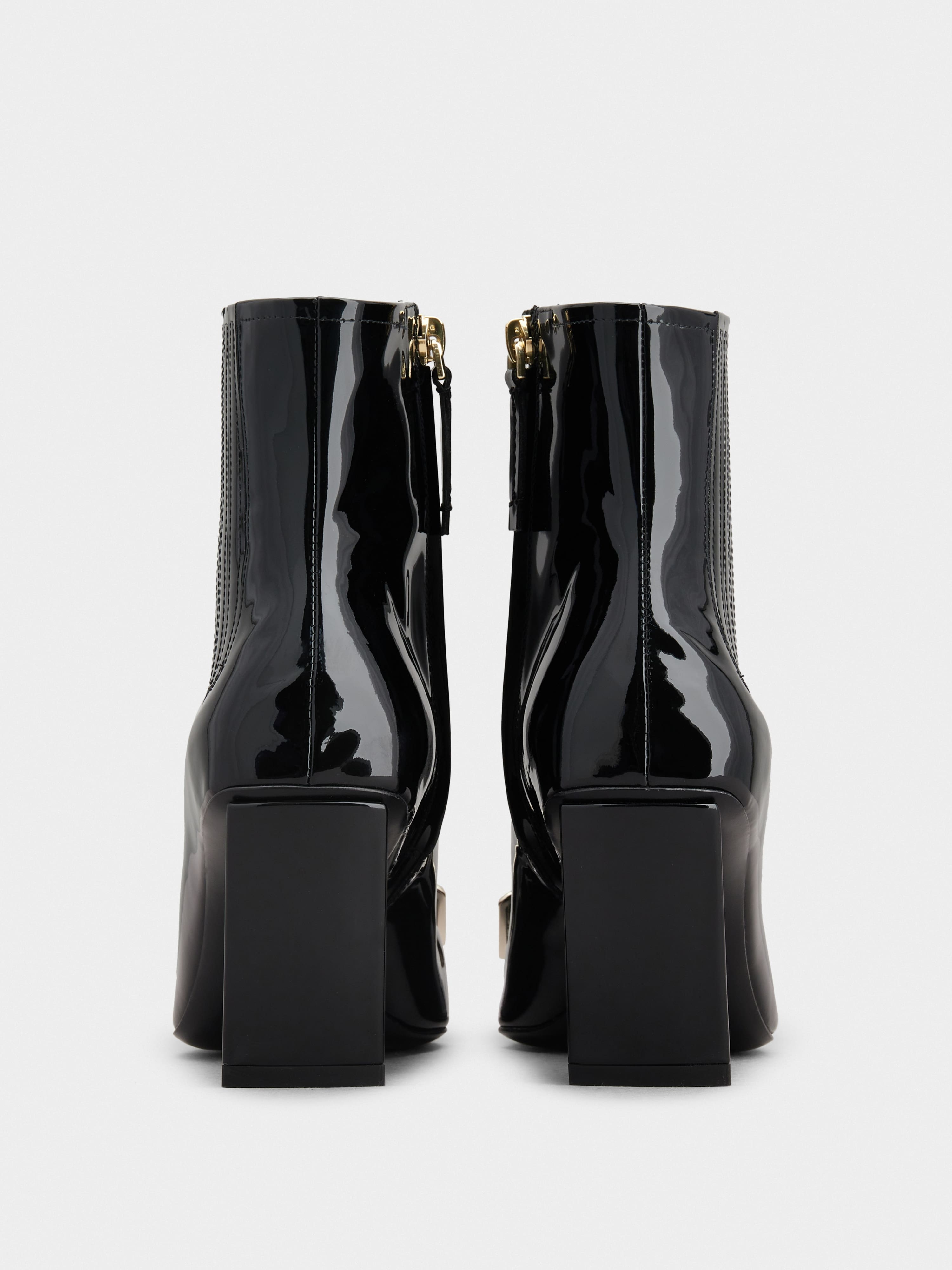Belle Vivier Metal Buckle Chelsea Ankle Boots in Patent Leather - 5