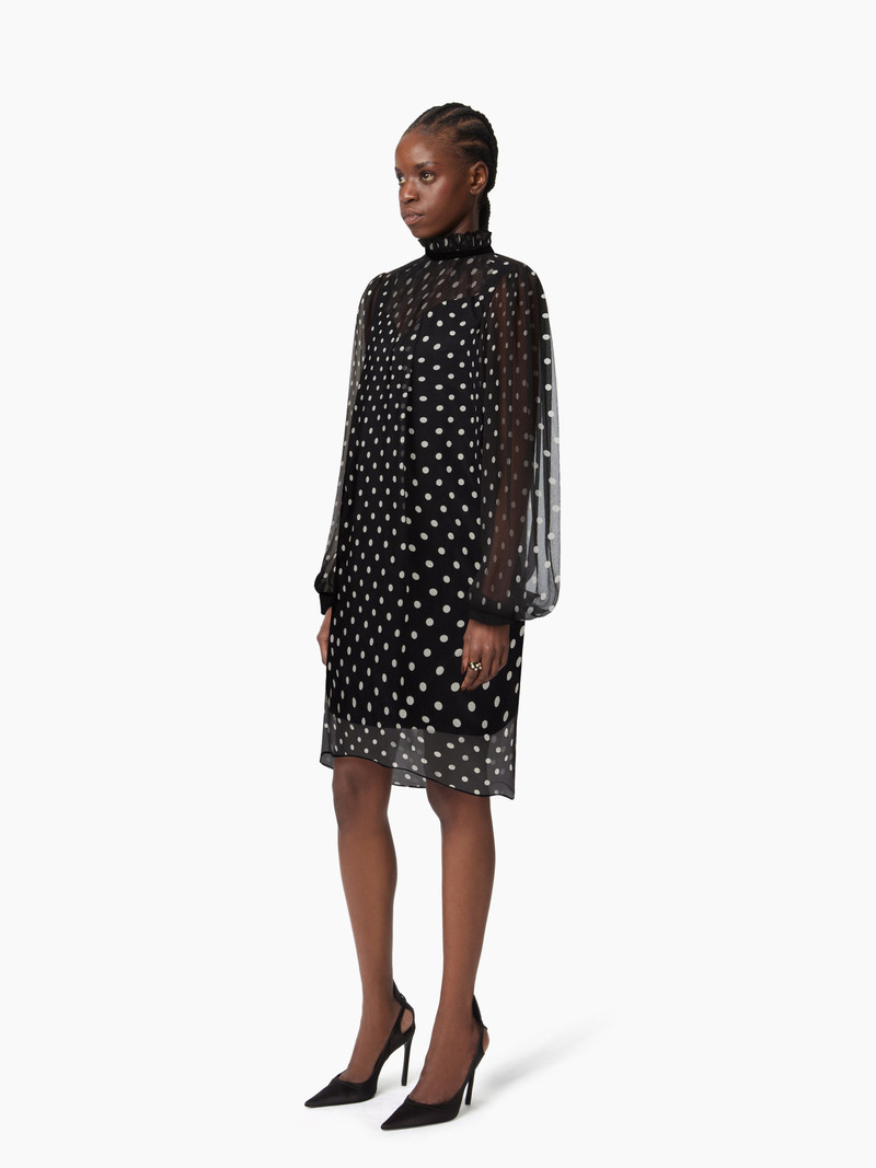 NINA RICCI Polka-Dot Silk Midi Dress outlook