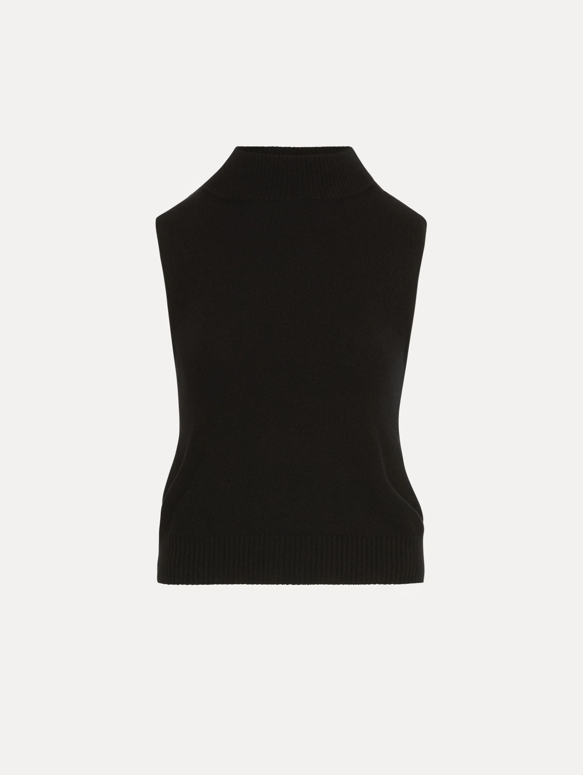 SLEEVELESS MOCK NECK RIBBED PULLOVER - 1