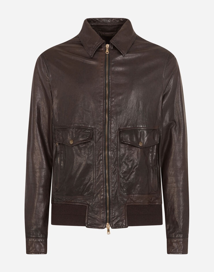 Washed leather jacket - 3