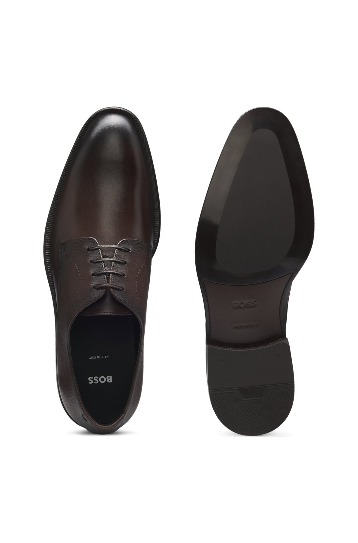 PLAIN AND STRUCTURED DERBY SHOES IN LEATHER - 4
