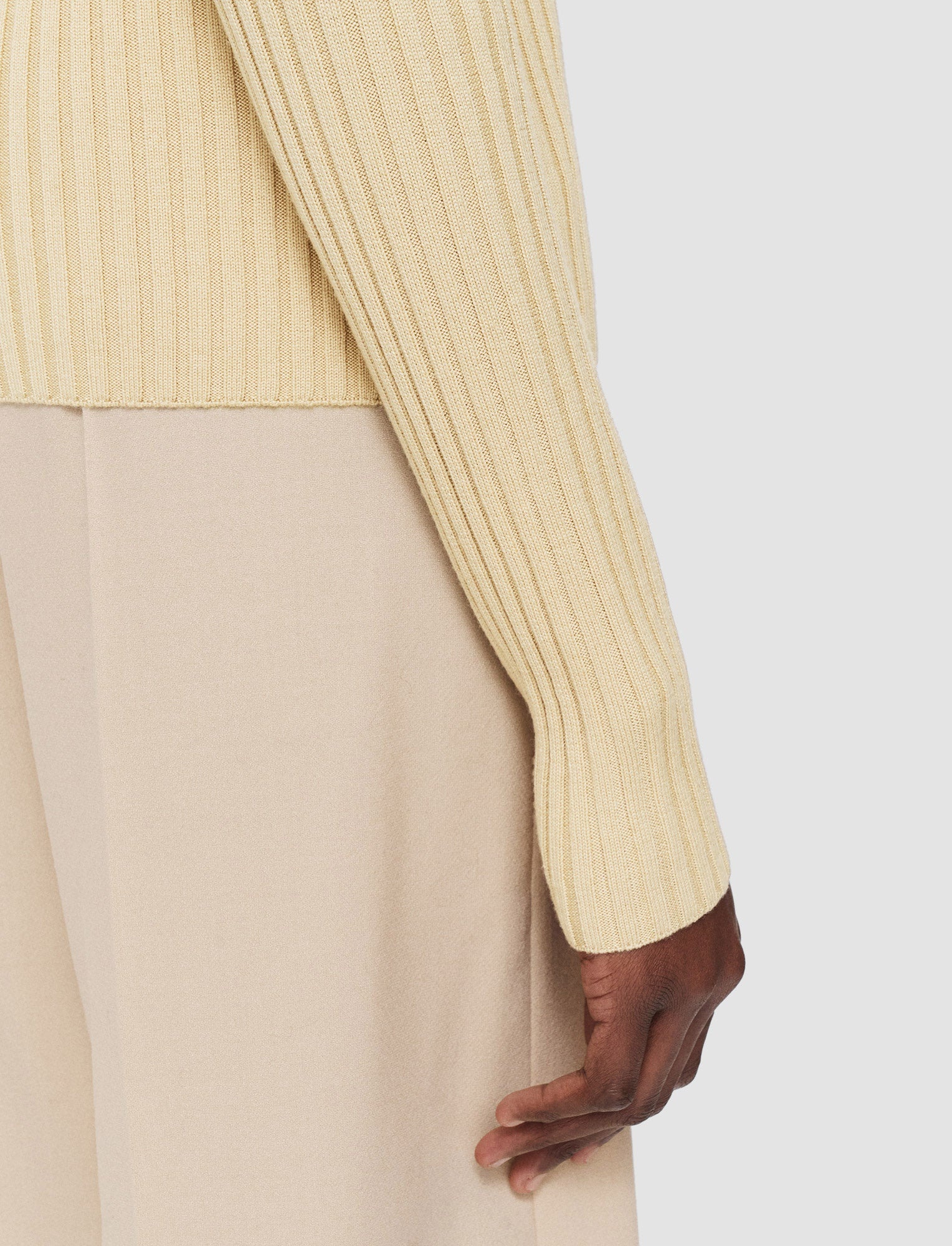 Merino Silk Rib High Neck Jumper - 5