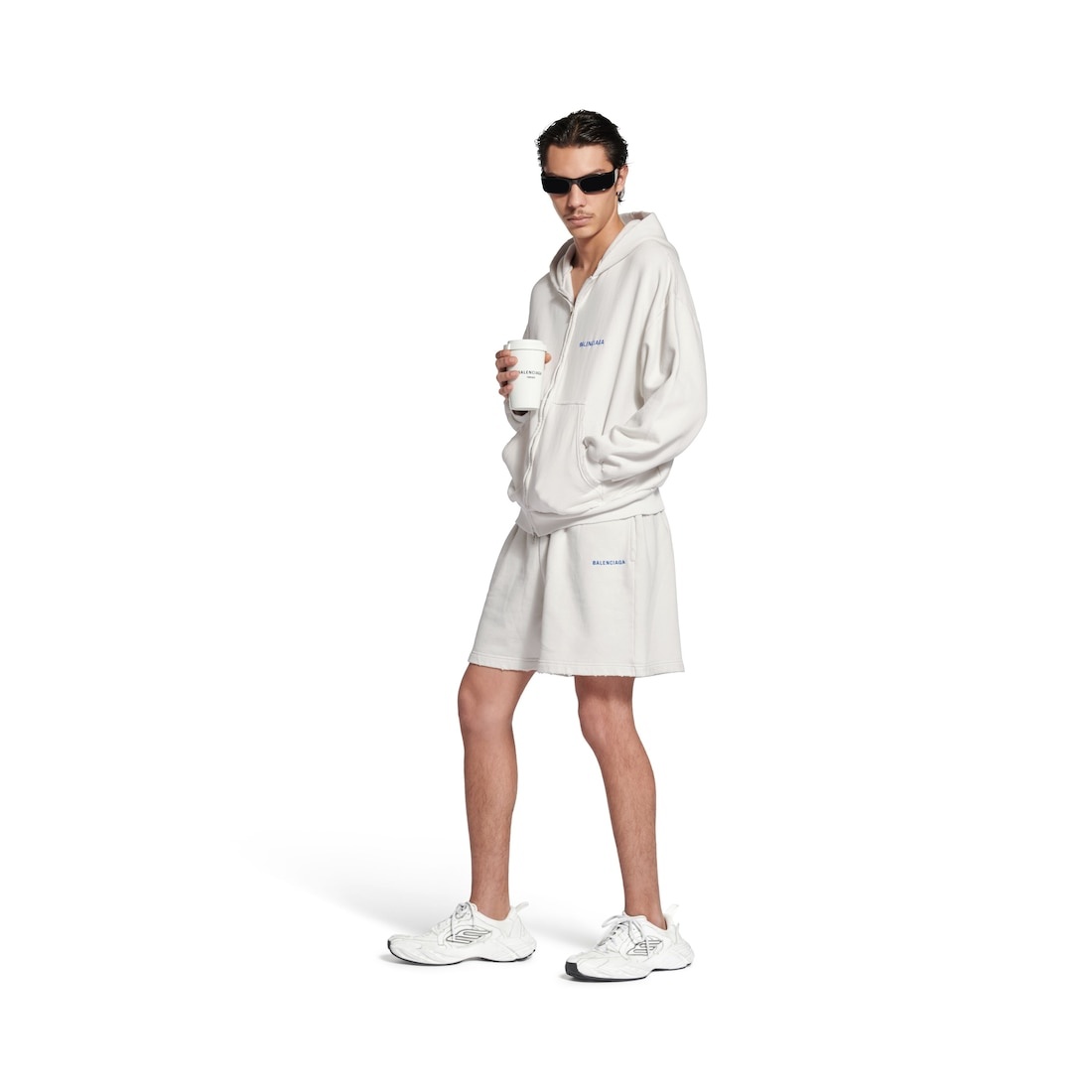 Balenciaga Back Zip-up Hoodie Regular Fit in Dirty White/blue - 2