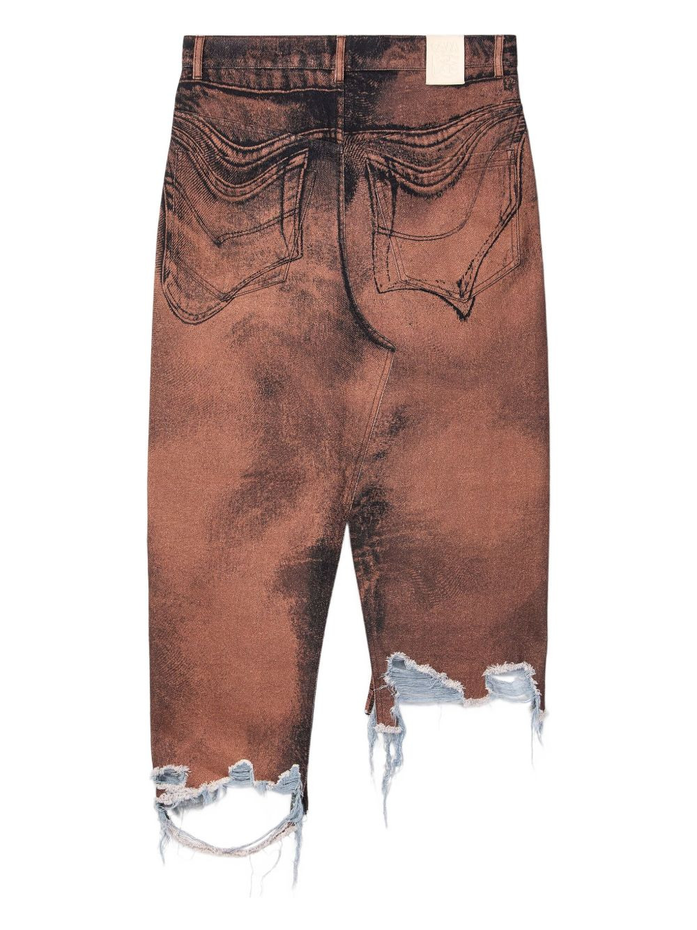 distressed denim asymmetric skirt - 2