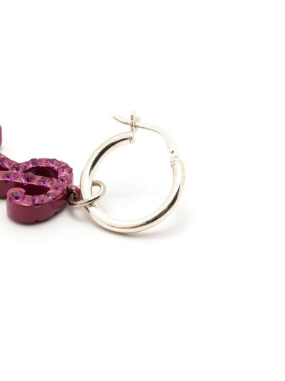 Raf Simons gem-embellished logo-charm hoop earring outlook