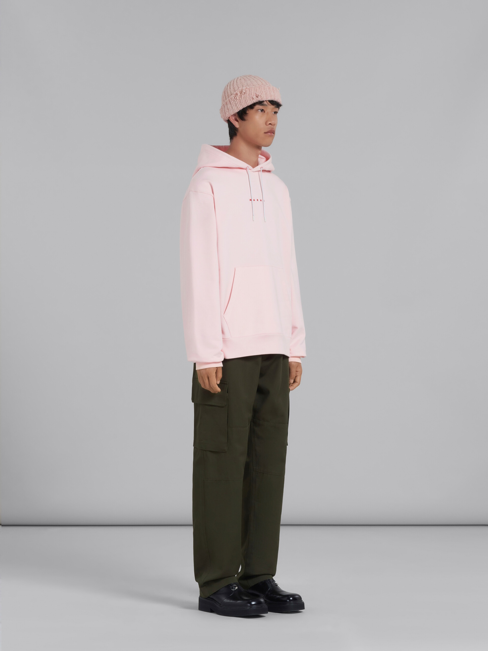 GREEN GABARDINE CARGO PANTS WITH DRAWSTRING WAIST - 5
