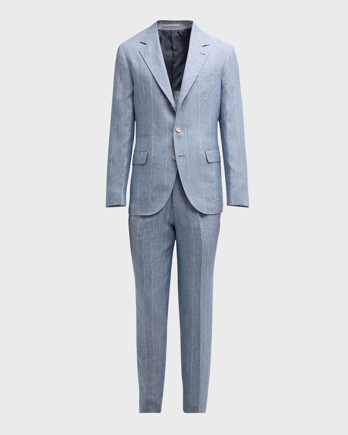Men's Linen Wide Stripe Three-Button Suit - 11