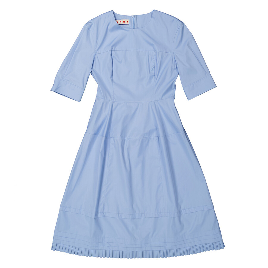 Marni Iris Blue A-Line Midi Dress, Brand Size 42 ( US Size 10 ) - 5