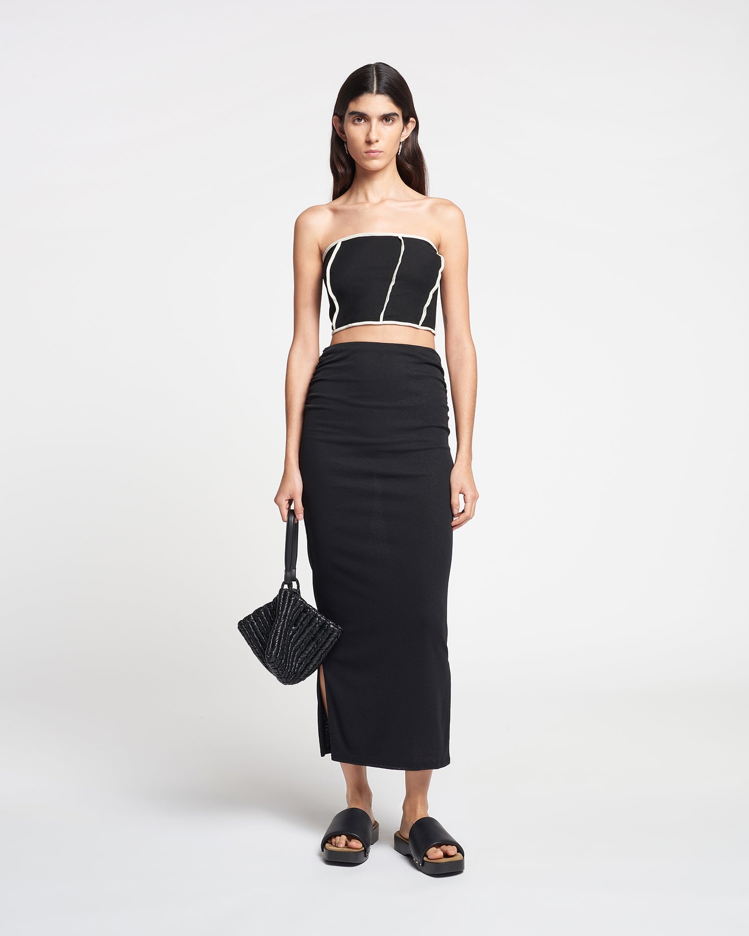Ruched Mesh-Jersey Midi Skirt - 2