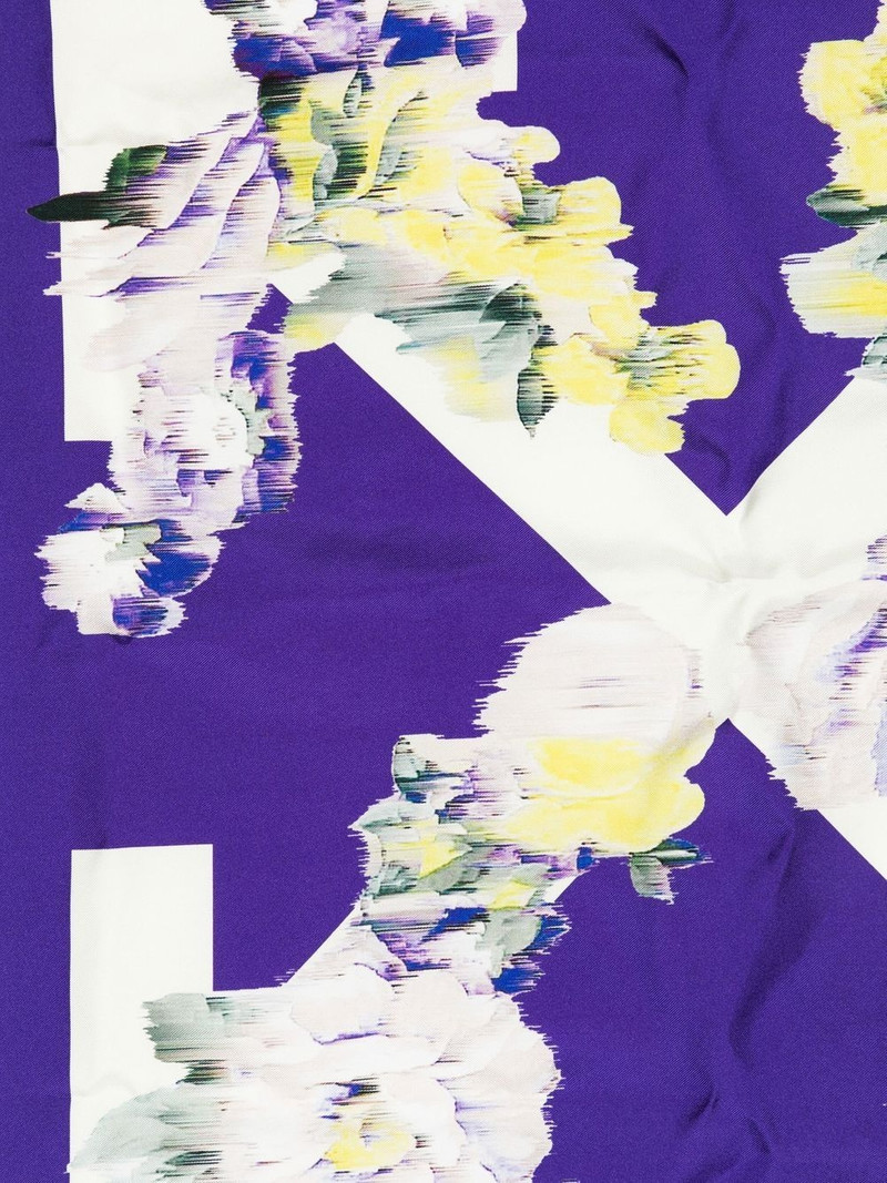 Off-White Arrows floral silk scarf outlook