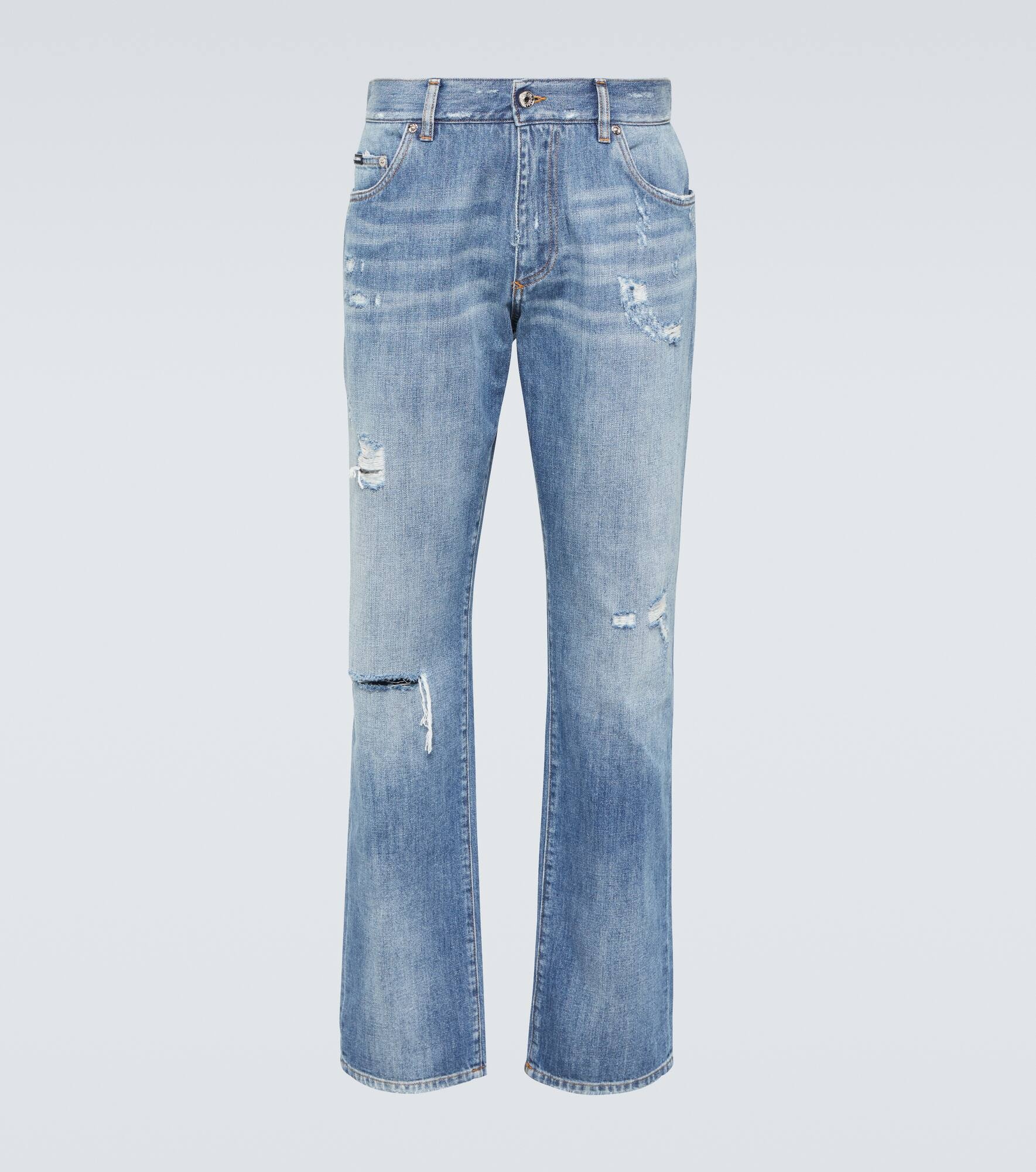 Distressed straight jeans - 1