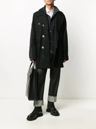 sacai double-breasted panelled coat outlook