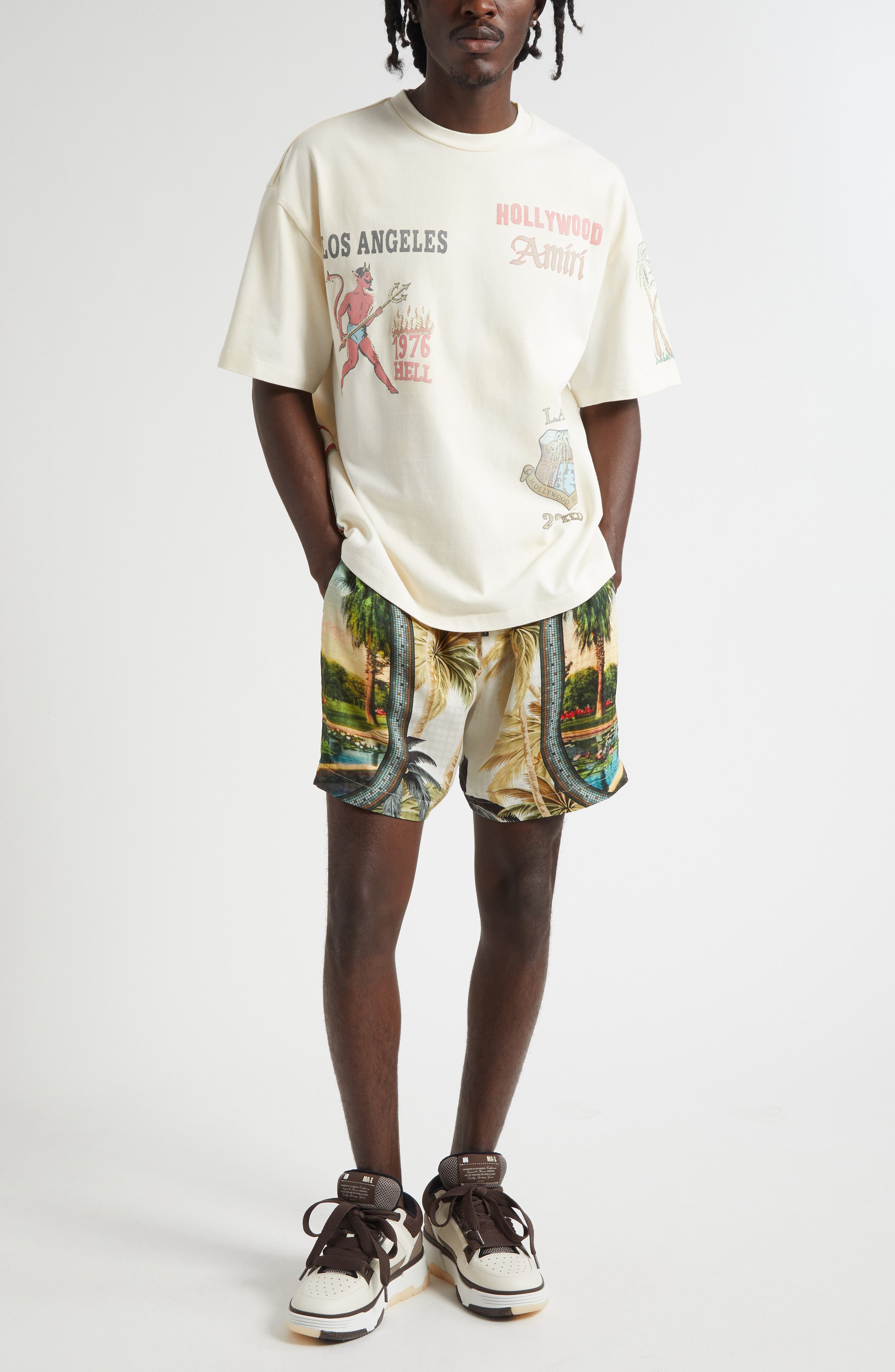 AMIRI Paradise Print Shorts in Green/White Multi at Nordstrom - 2