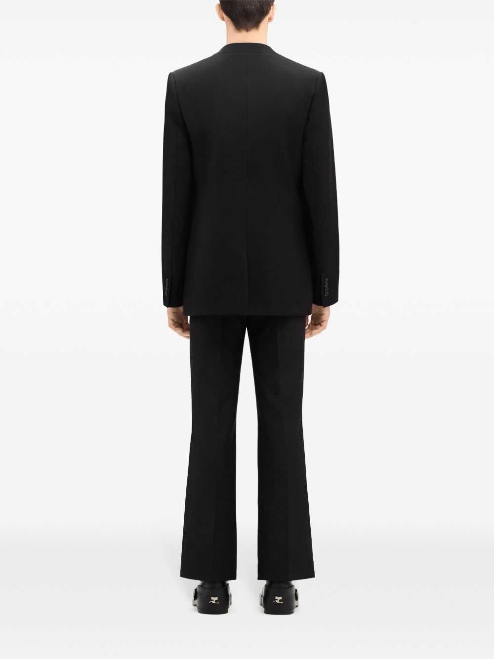 logo-patch wool blazer - 4