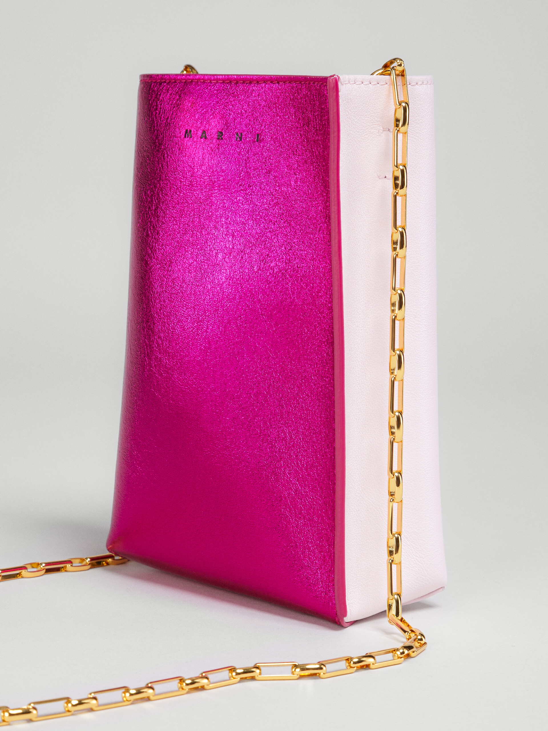 MUSEO SOFT NANO BAG IN FUCHSIA AND PINK METALLIC LEATHER - 3