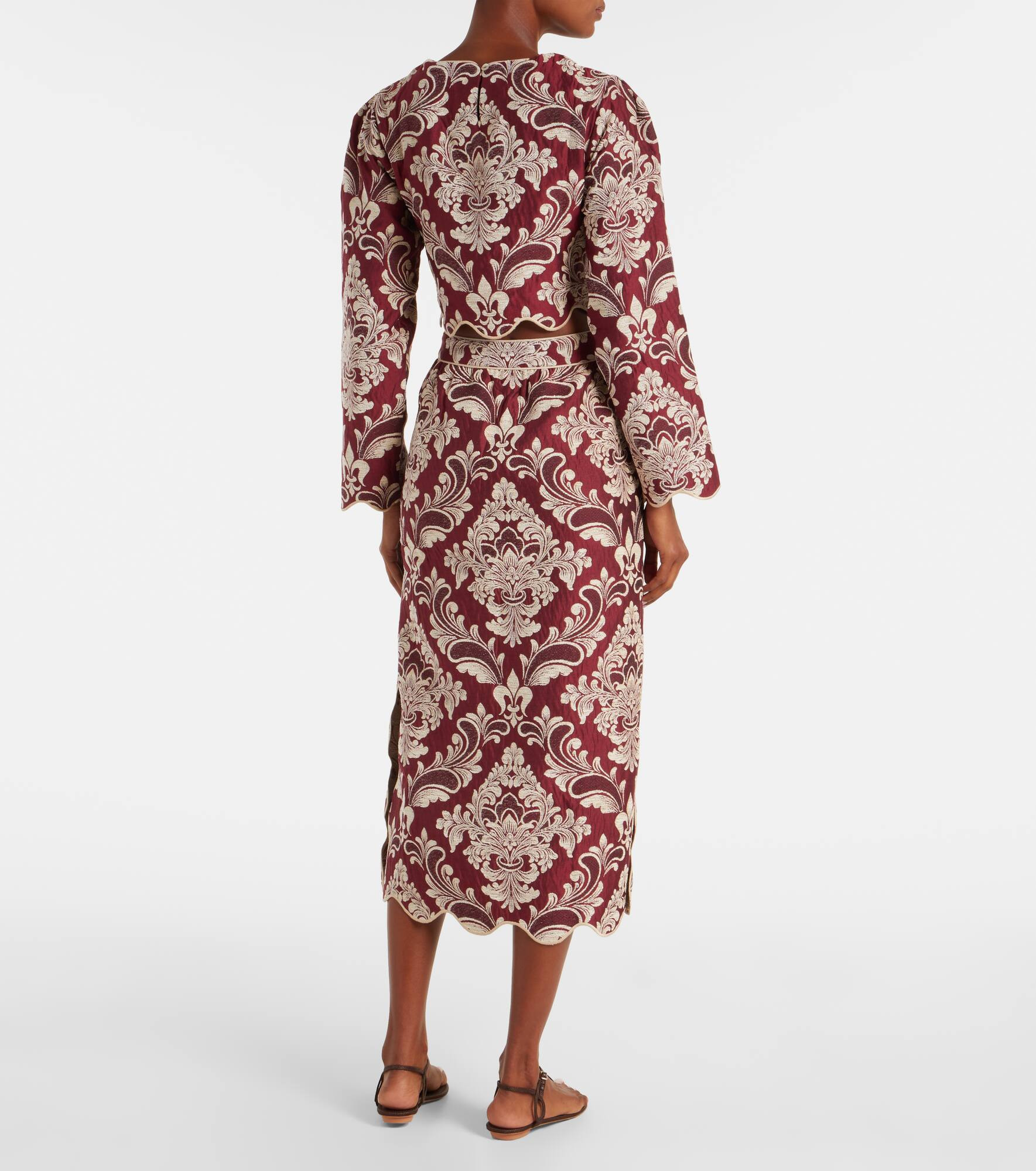 Floral jacquard midi skirt - 3