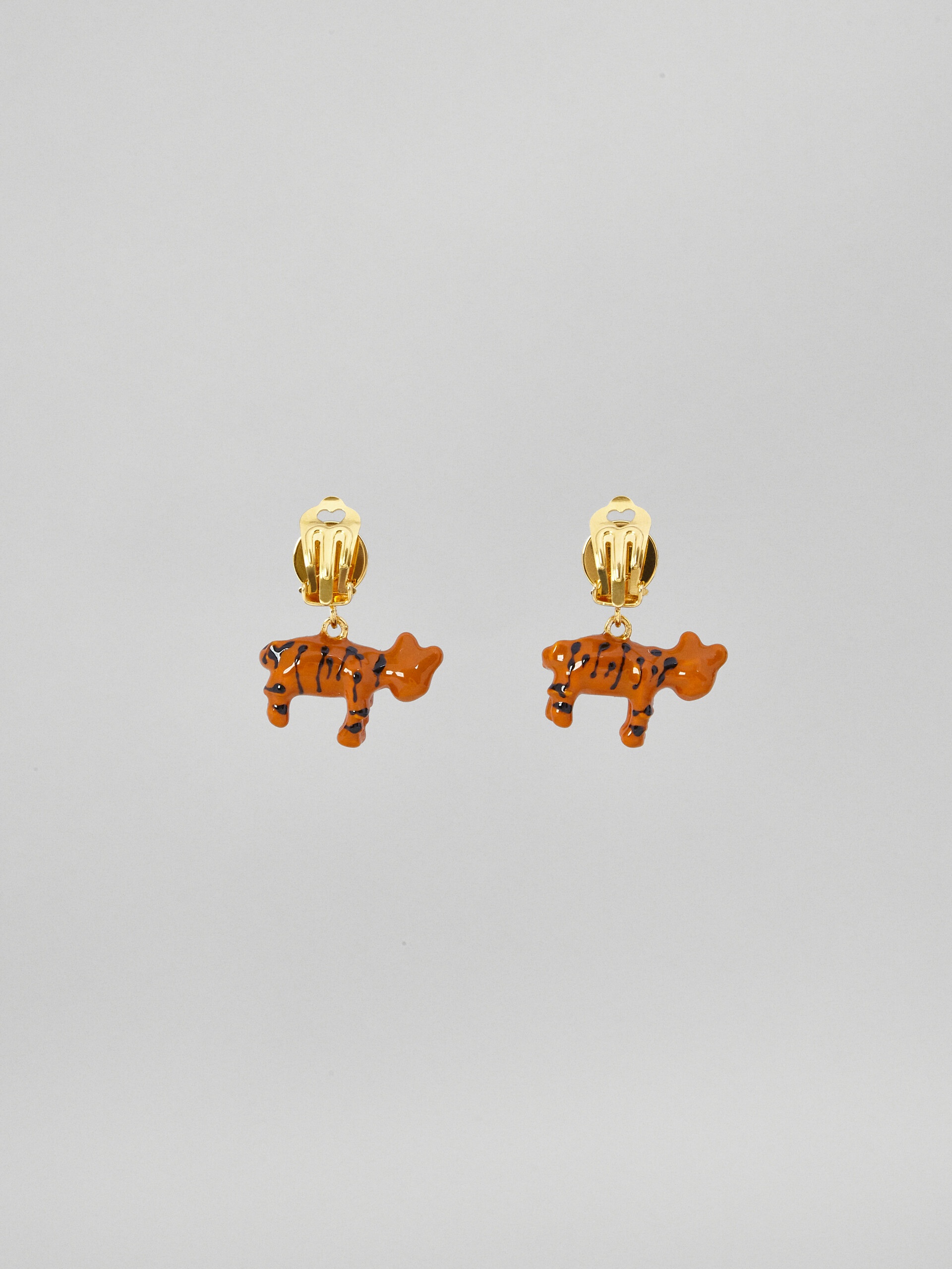 NAIF TIGER CLIP-ON EARRINGS IN METAL AND RESIN - 3
