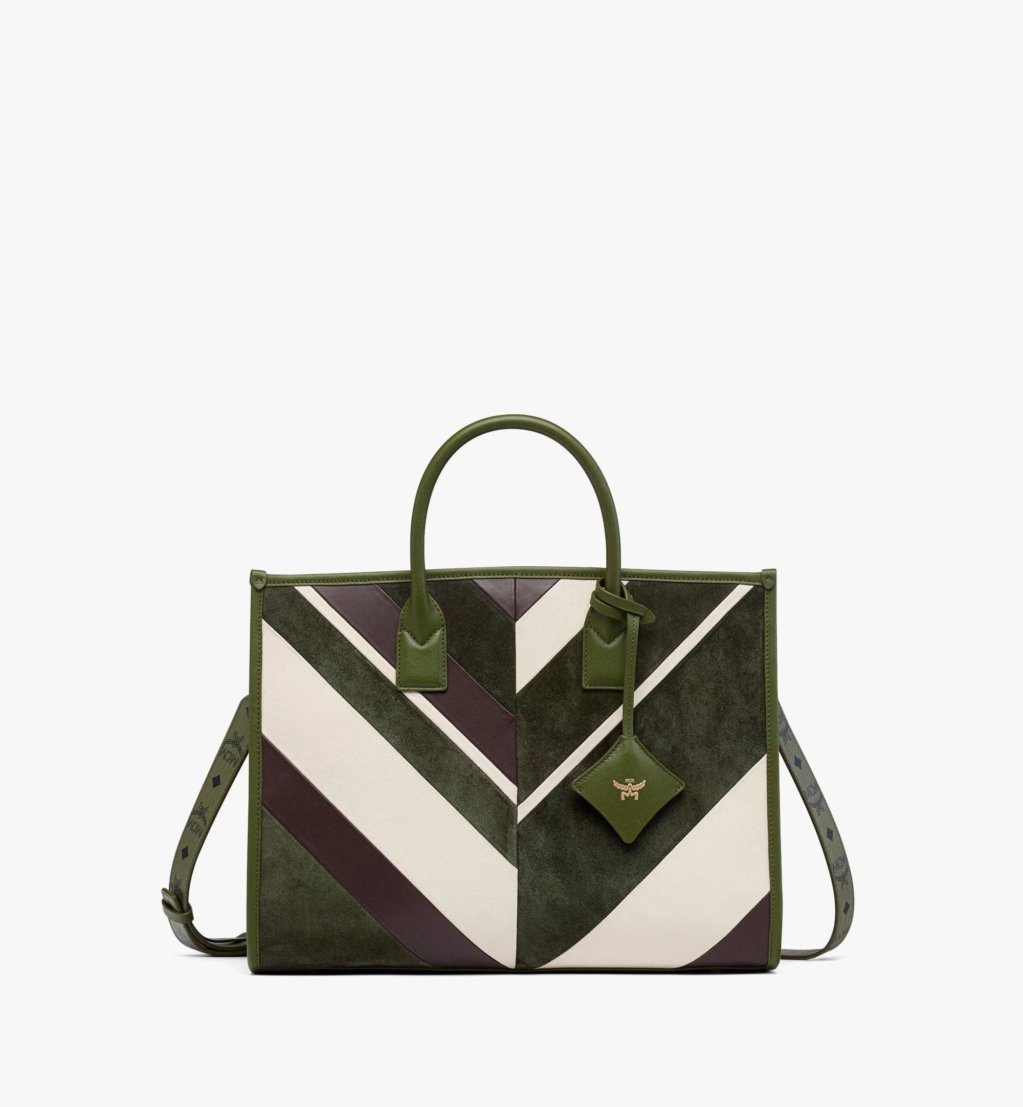 München Tote in Mega Herringbone Suede - 1