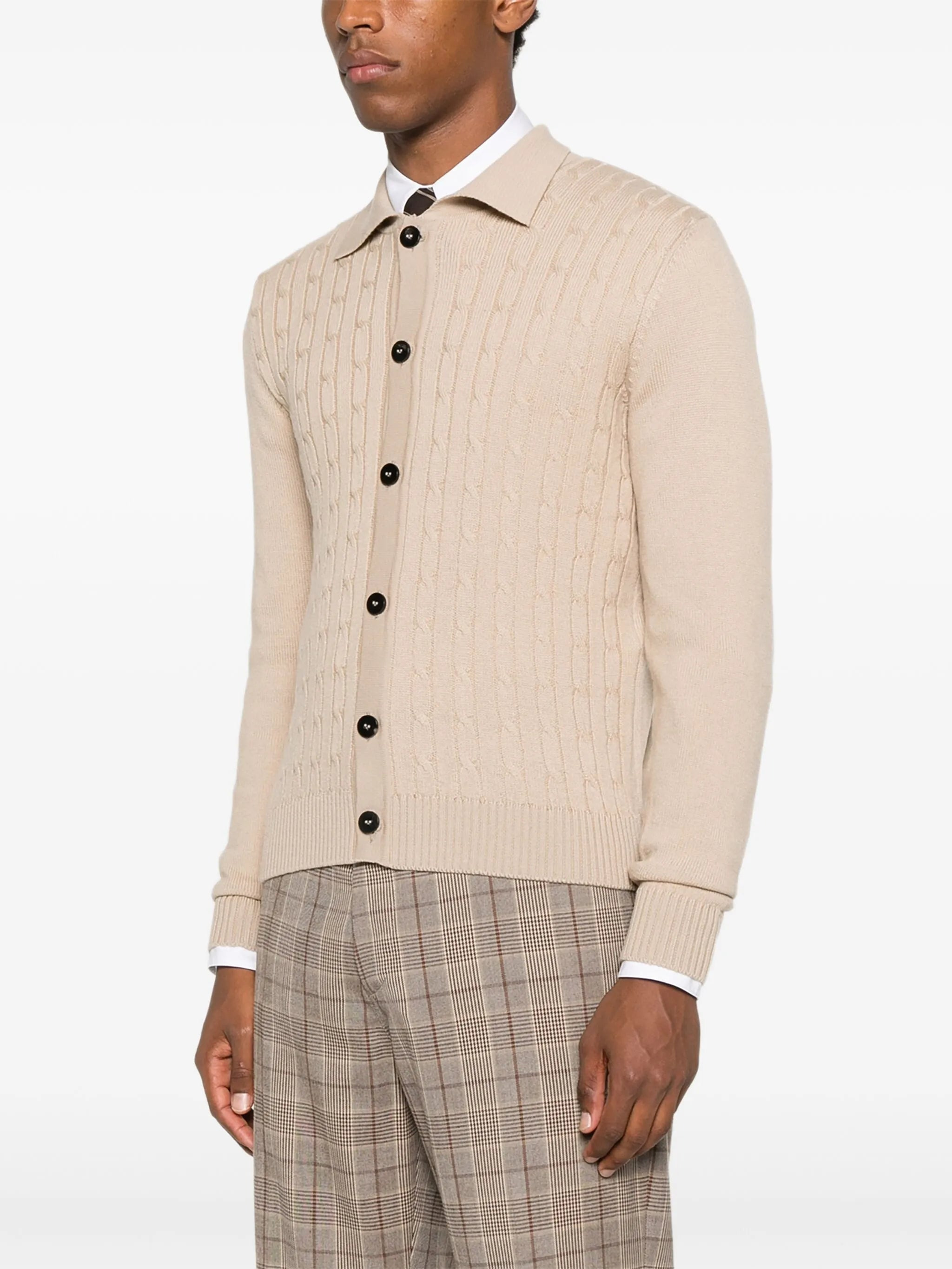 Ernest W. Baker Cable-knit Collared Cardigan - 5