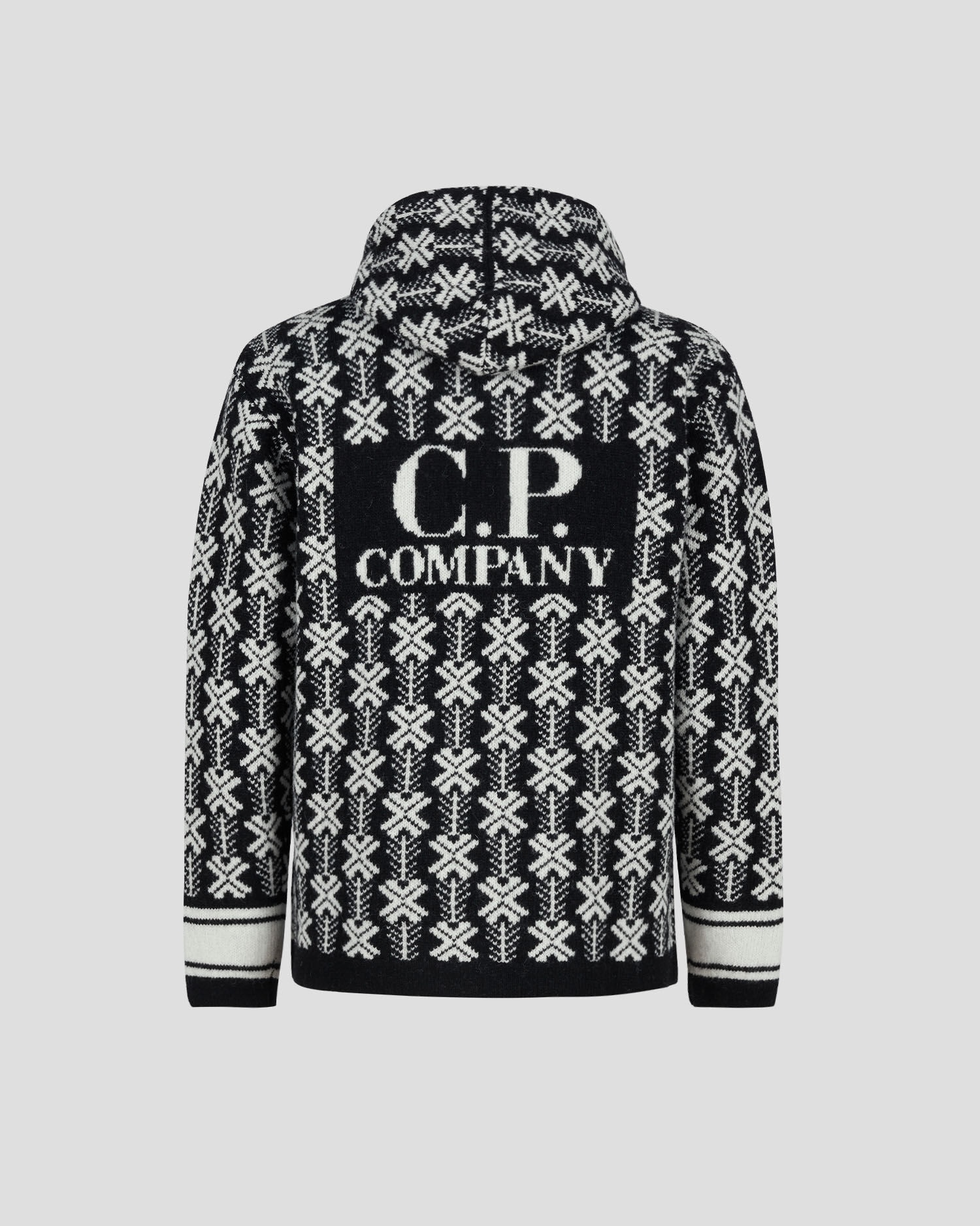 Wool Jacquard Logo Hooded Knit - 9