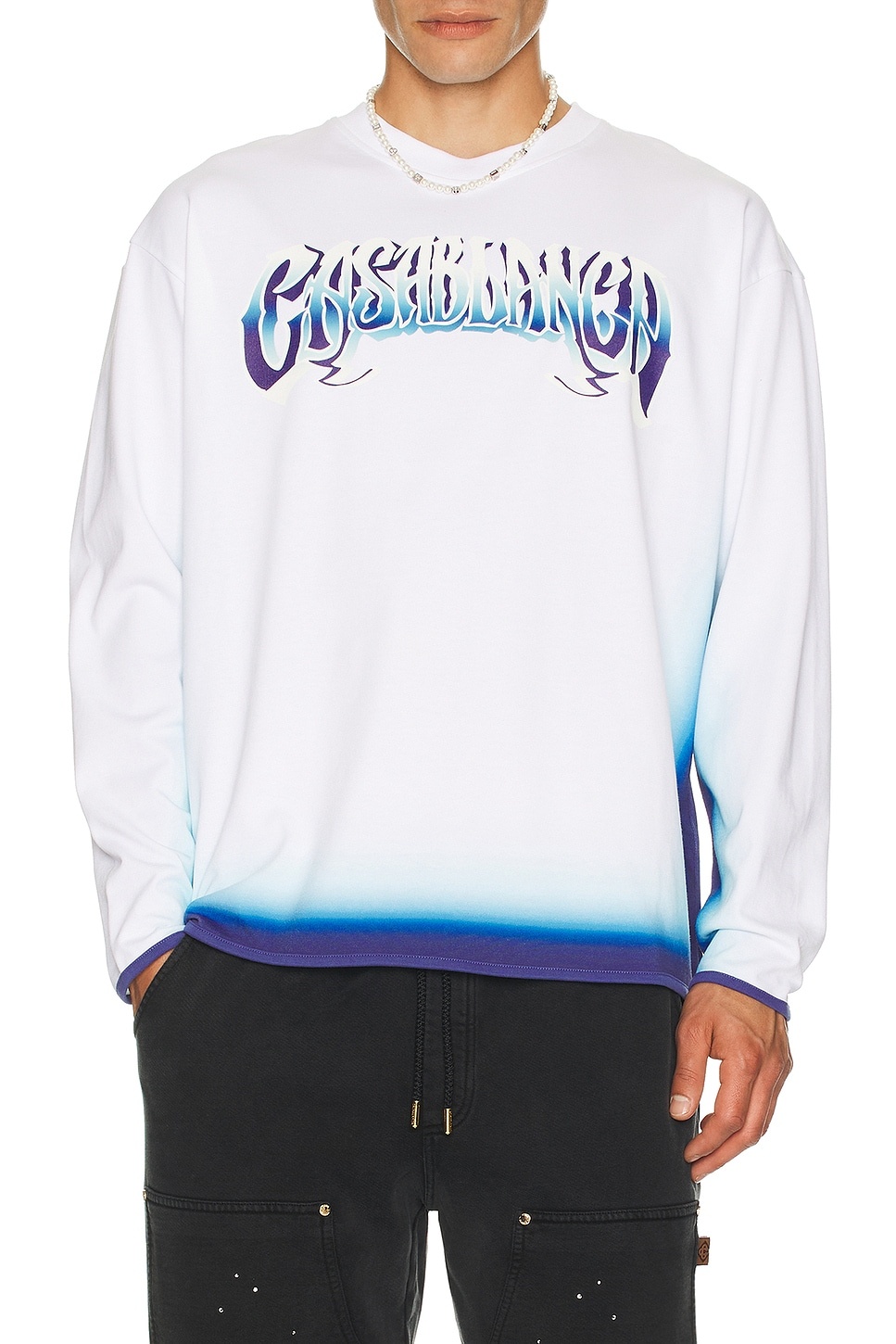 Spray Dye Gradient Faded Logo Long Sleeve Tee - 3