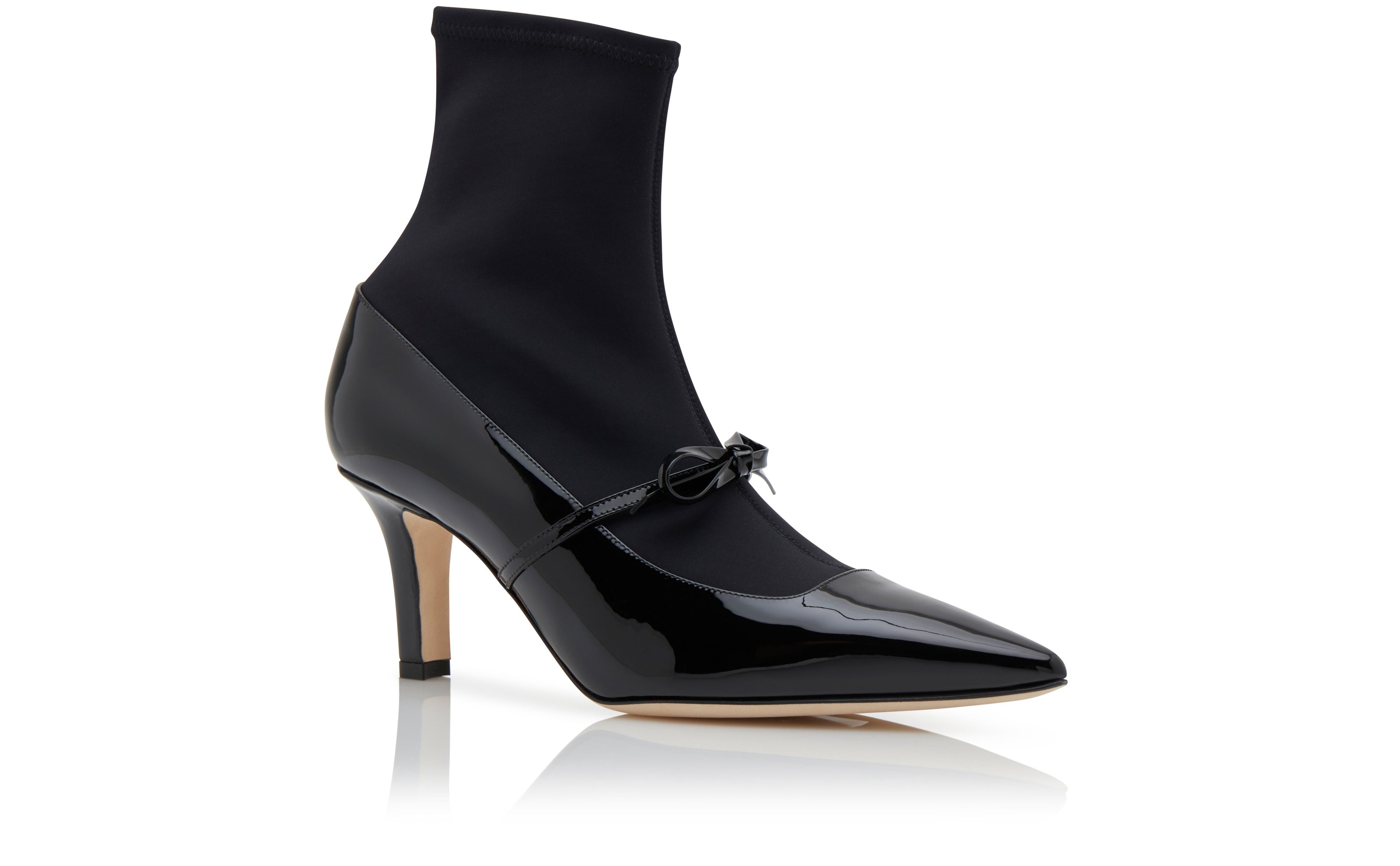 Black Patent Leather Ankle Shoe Boots - 3