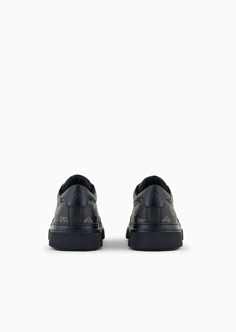 GIORGIO ARMANI Leather sneakers with all-over logo outlook
