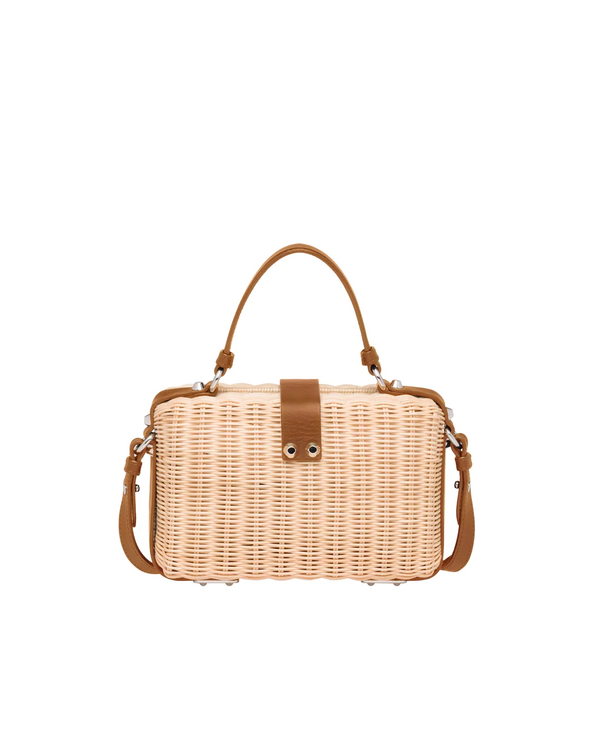 Wicker and leather shoulder bag - 4