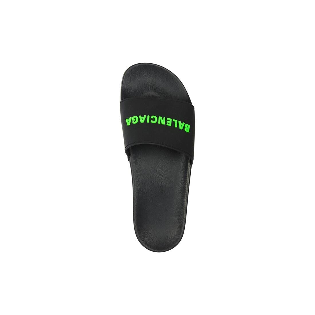 Men's Pool Slide Sandal in Black/fluo Green - 4