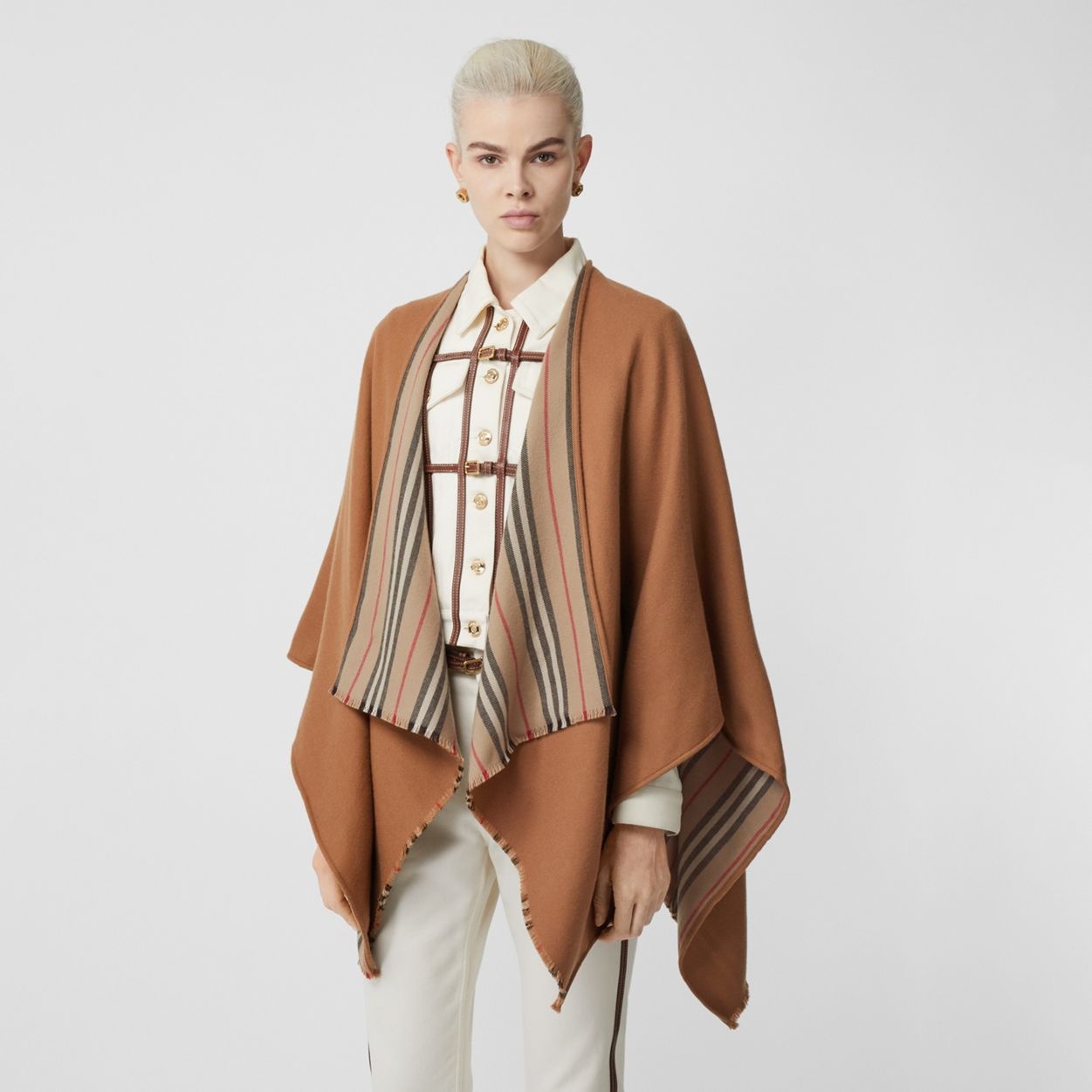 Reversible Icon Stripe Wool Cape - 5