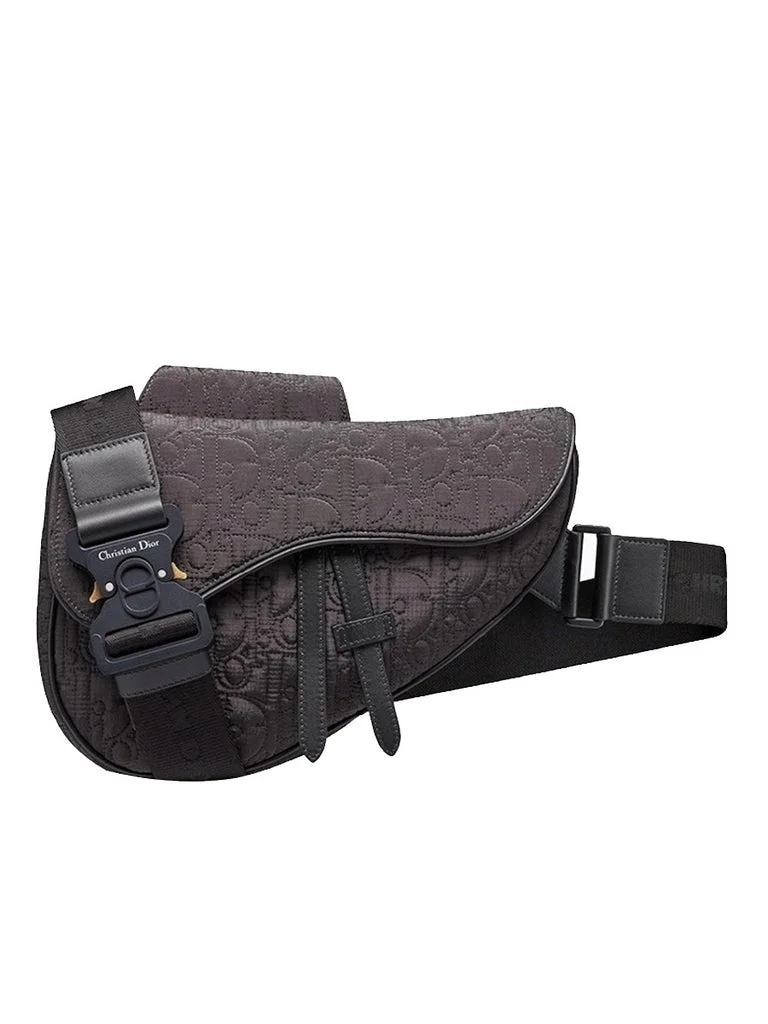 Nylon Padded Saddle Bag in Black - 1