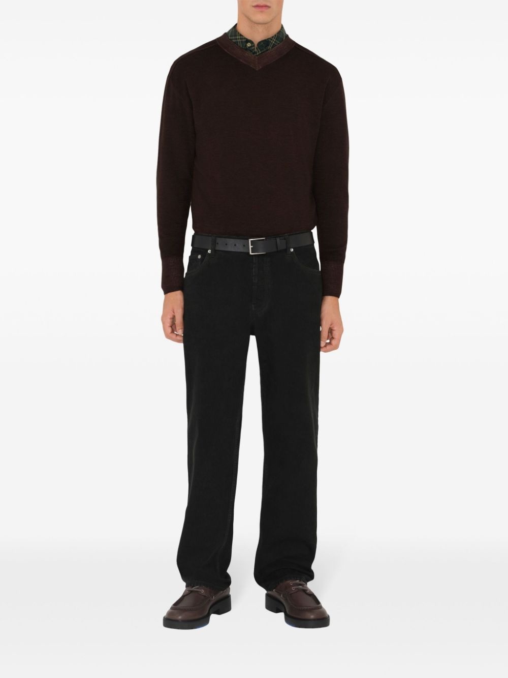 check leather belt - 3
