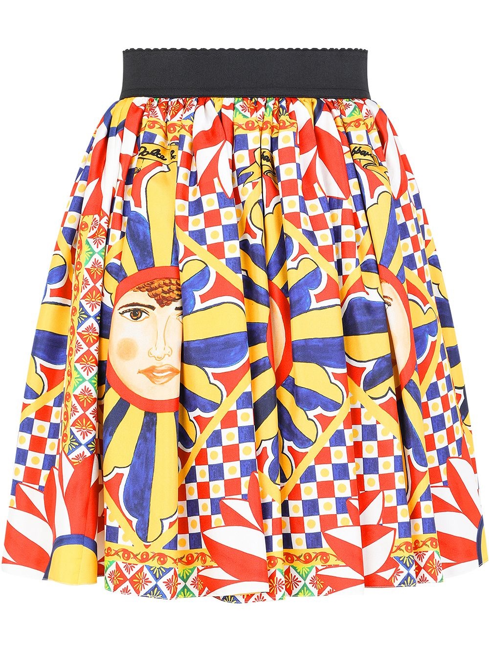 graphic-print A-line silk skirt - 1