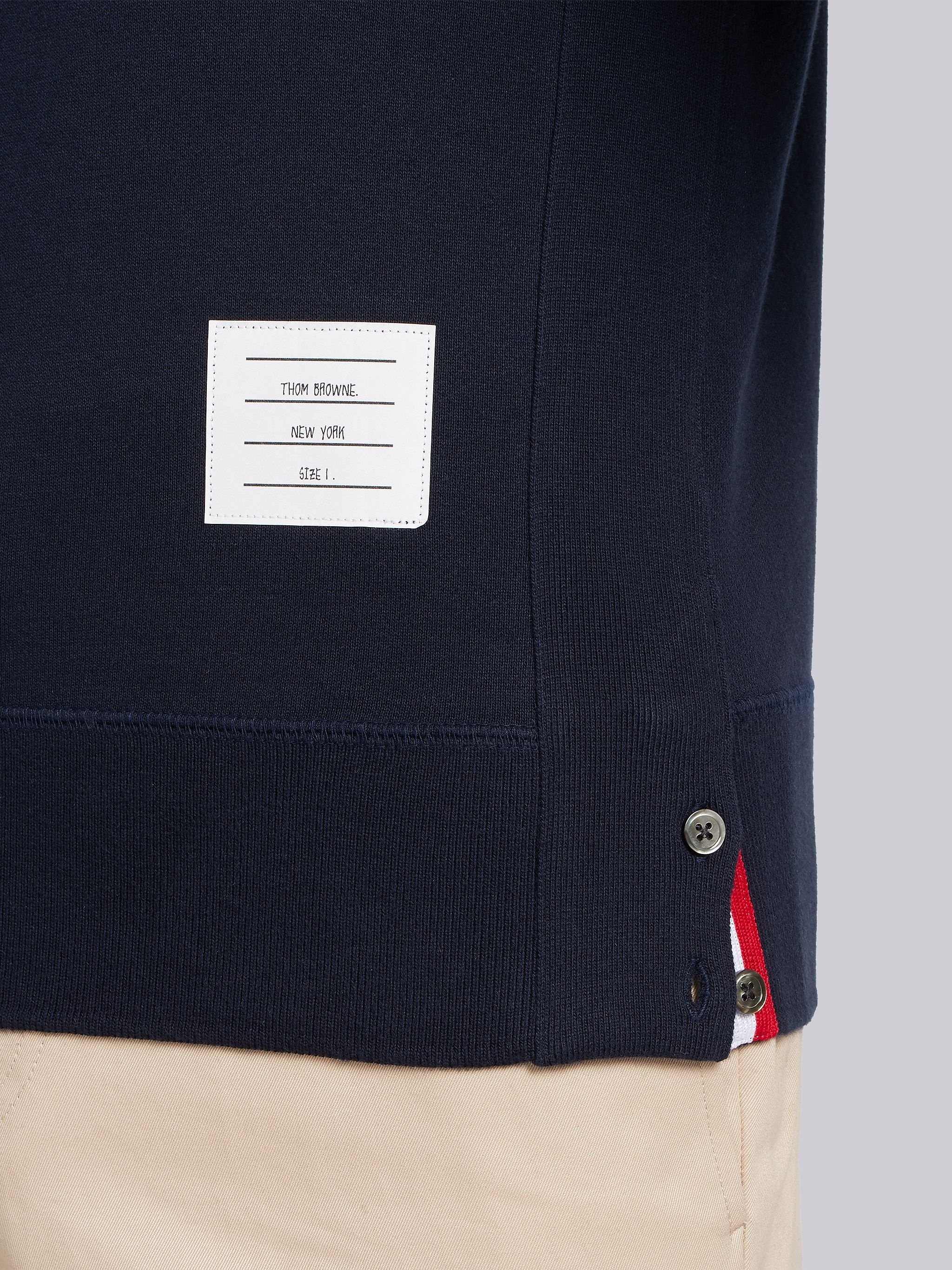 Navy Loopback Jersey Knit 4-bar Crew Neck Sweatshirt - 6