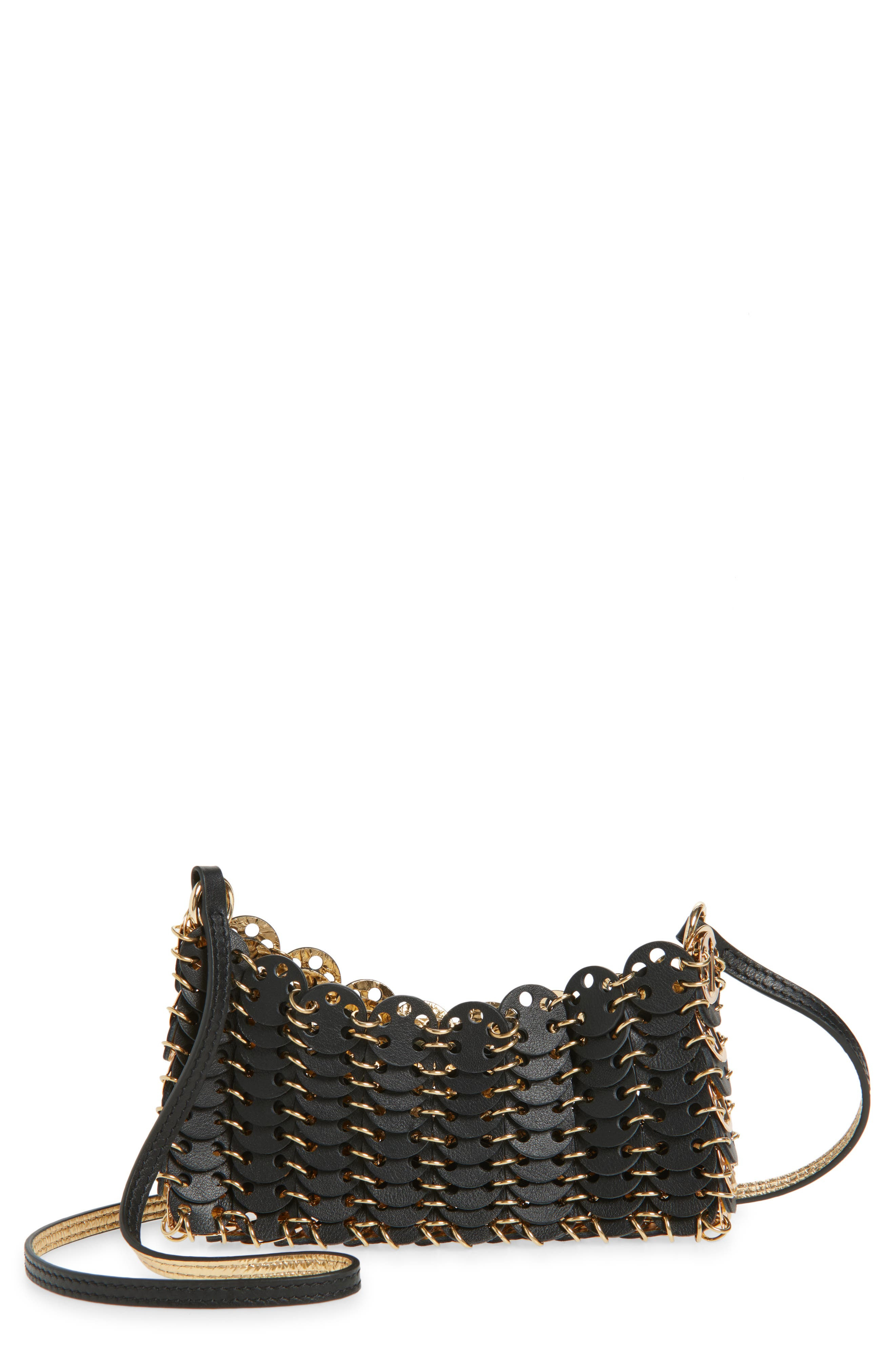 Rabanne Small 1969 Iconic Leather Shoulder Bag in Black /Gold at Nordstrom - 1