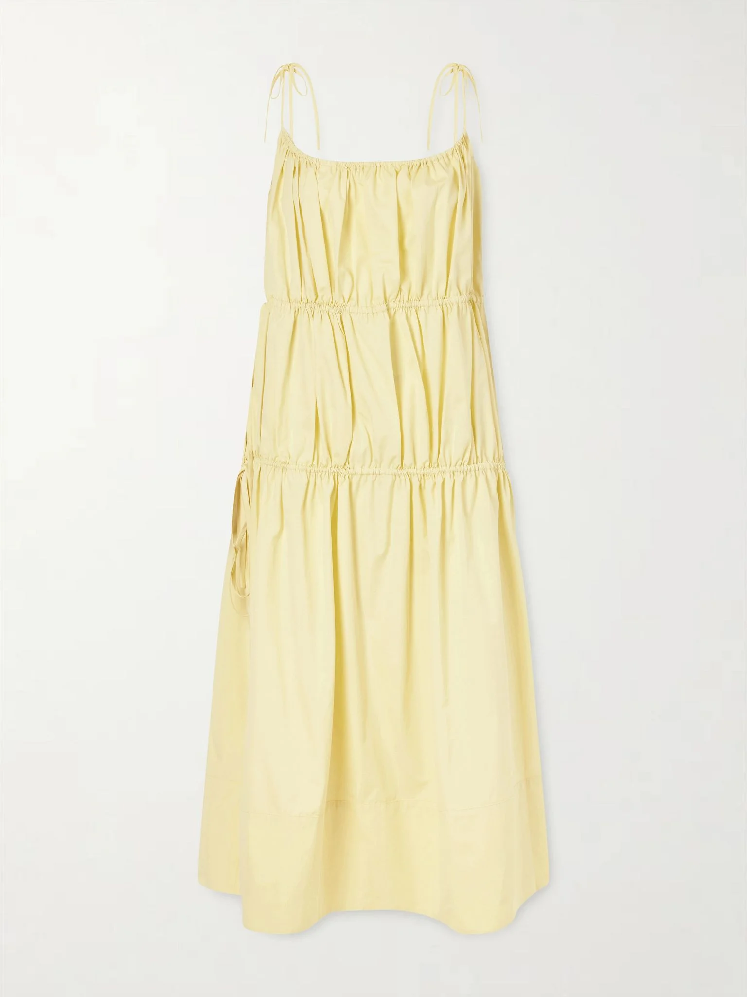 Ella tiered cotton and silk-blend midi dress Yellow - 1
