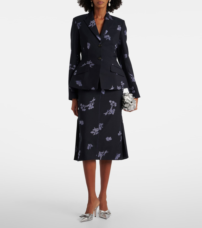 Erdem Wool and cotton jacquard pencil skirt outlook