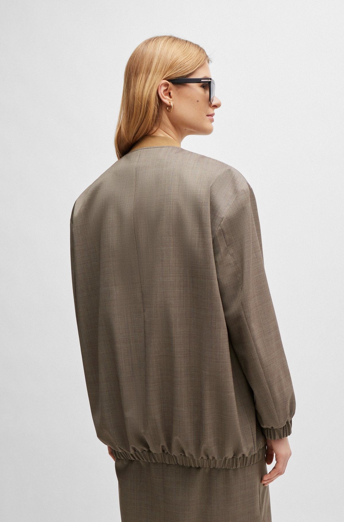 ZIP-UP JACKET IN MELANGE VIRGIN WOOL - 4