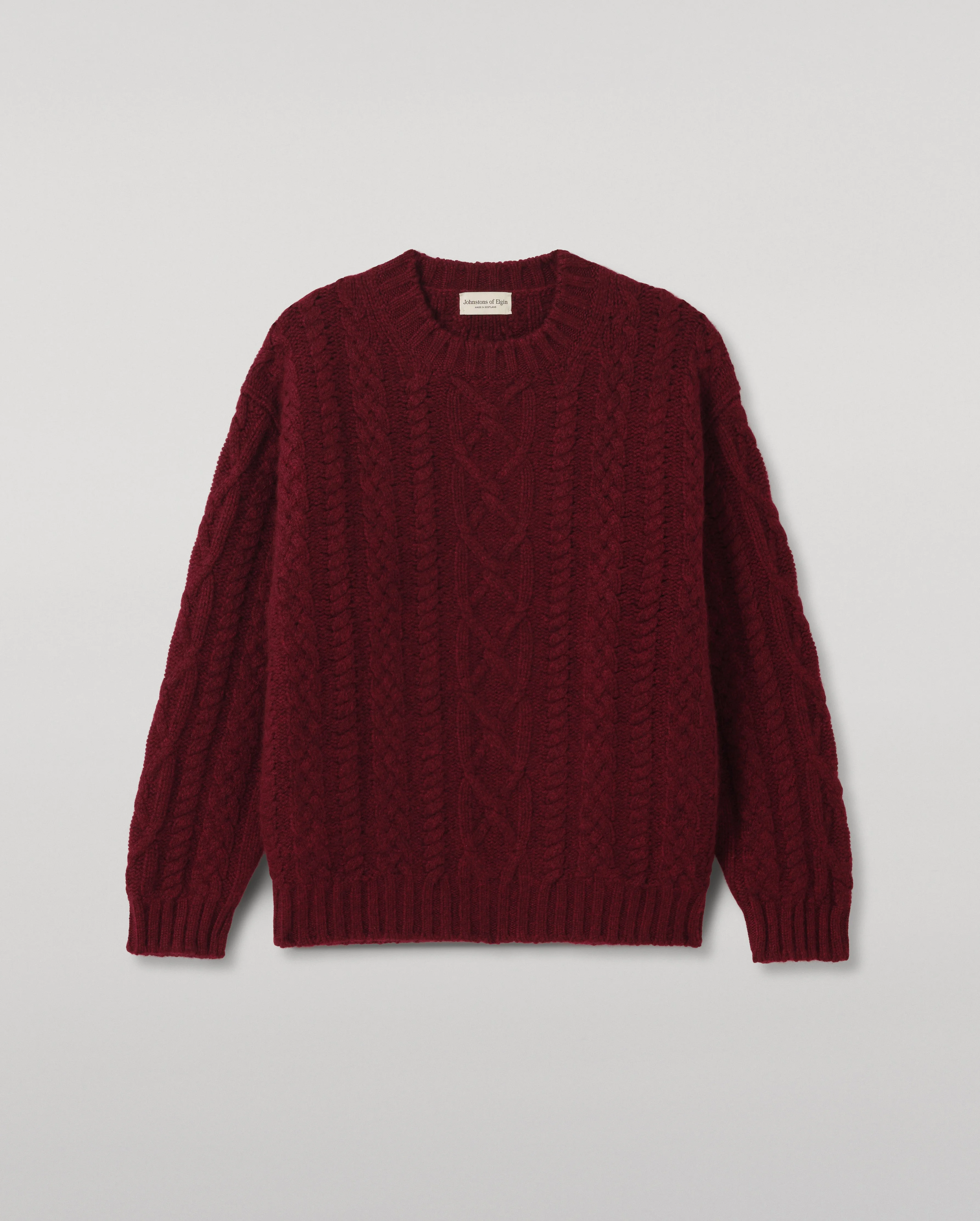 MacDonald Dark Red Aran Cable Cashmere Jumper - 1