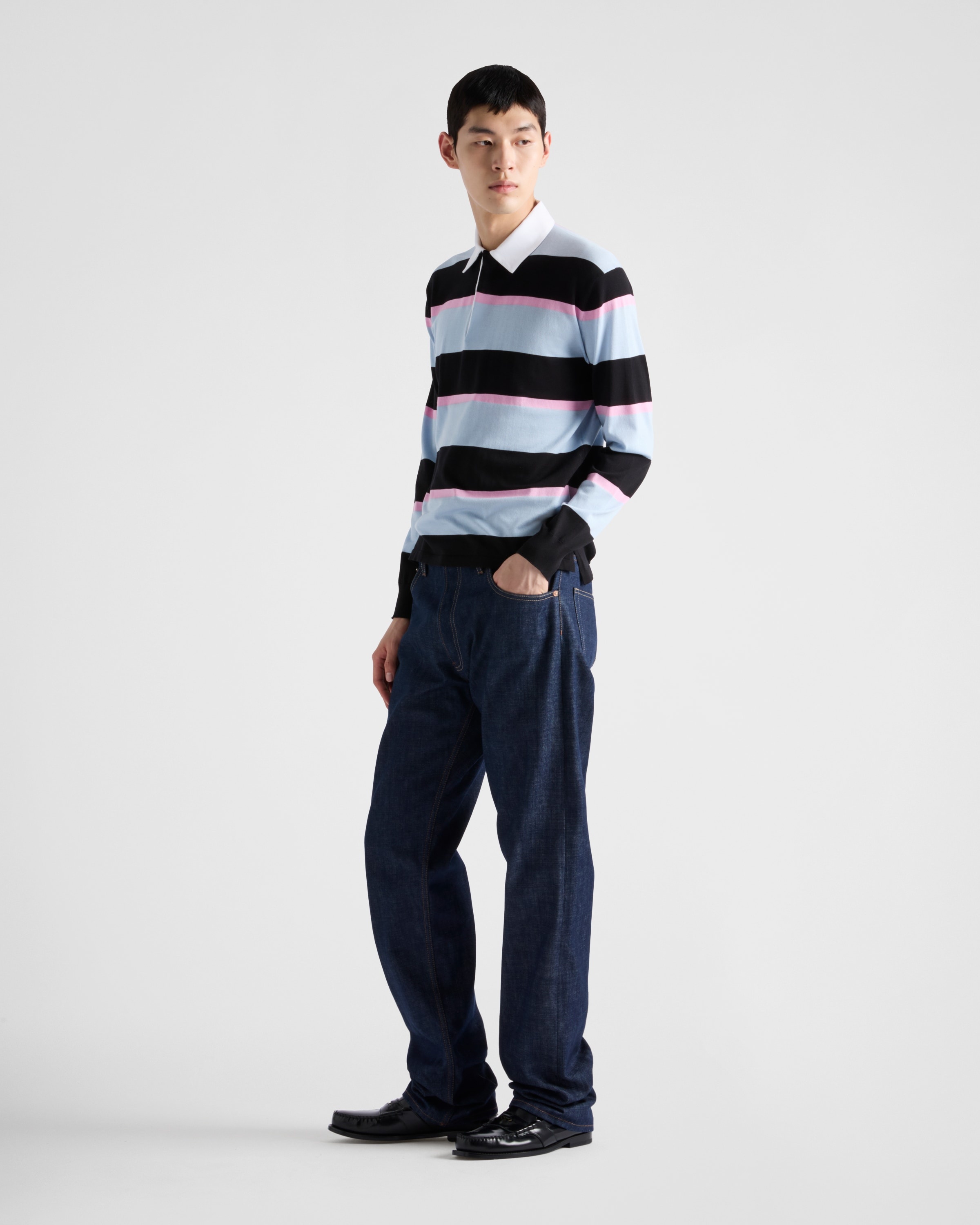Striped silk and cotton polo shirt - 2